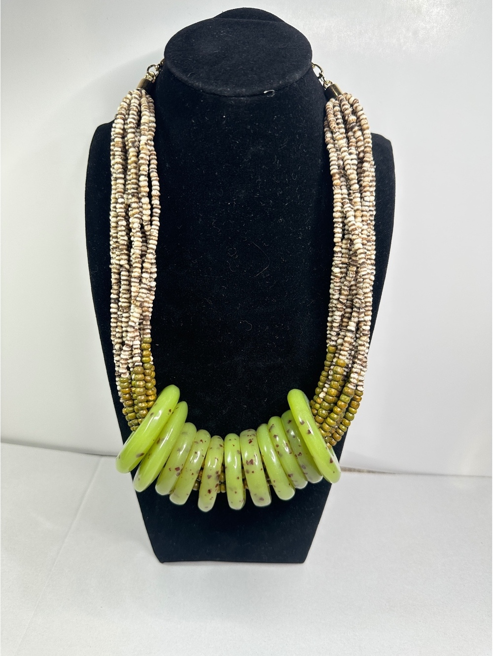 Chico’s Multistrand Bead Statement Necklace Chunky Earthy Eclectic 22”